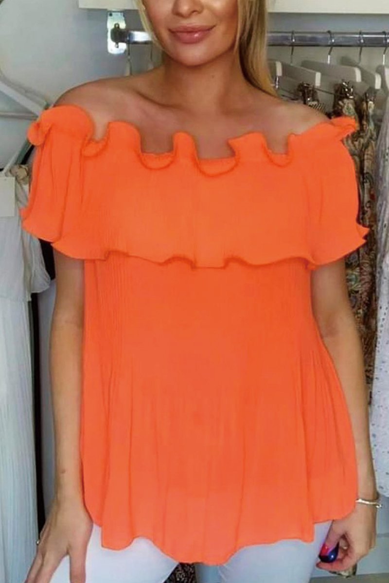 Pleated Frill Top Orange