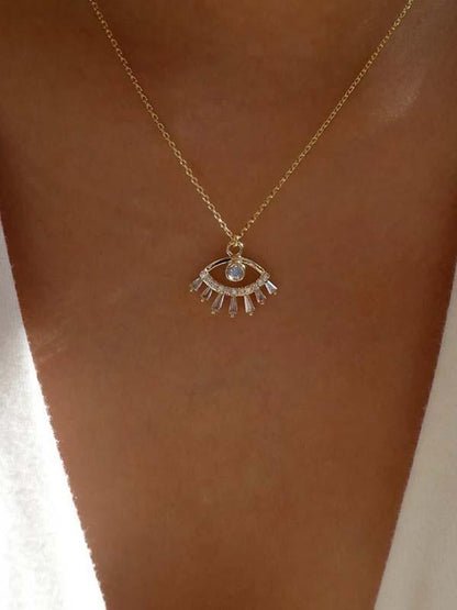 Lucky Eye Crystal Diamond Necklace Gold one-size