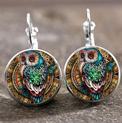 Butterfly Synthetic Cute Drop Earrings Silver owl onesize