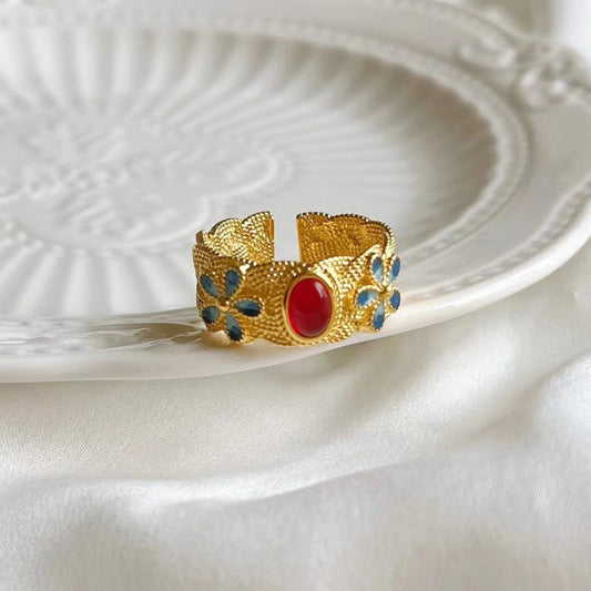 Filigree Inlaid Twist Antique Style Traditional Open Ring As Show One Size