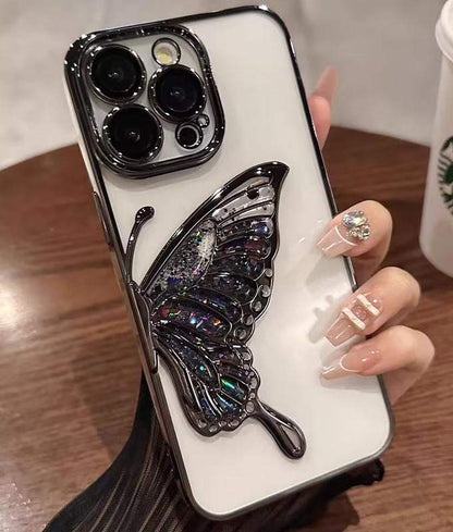 Glitter-Butterfly New Fashion Mobile Phone Case black transparent-butterfly