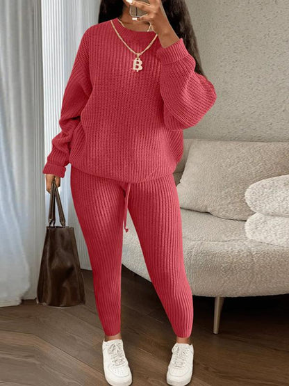 Fashionable Casual Knitted Suit Pants Suit watermelon red