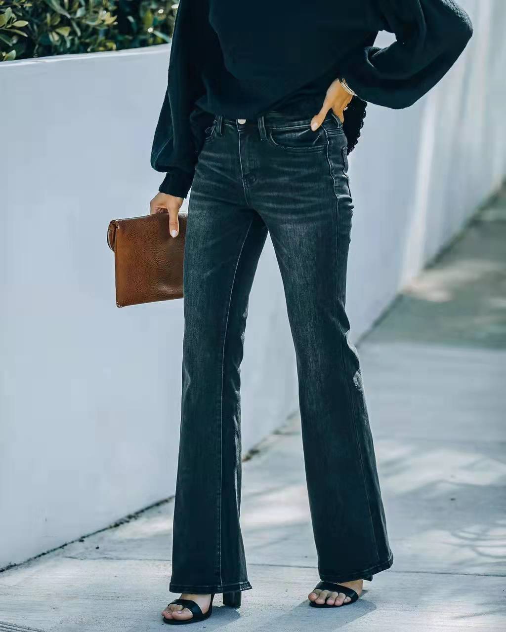 High Waist Stretch Flare Jeans