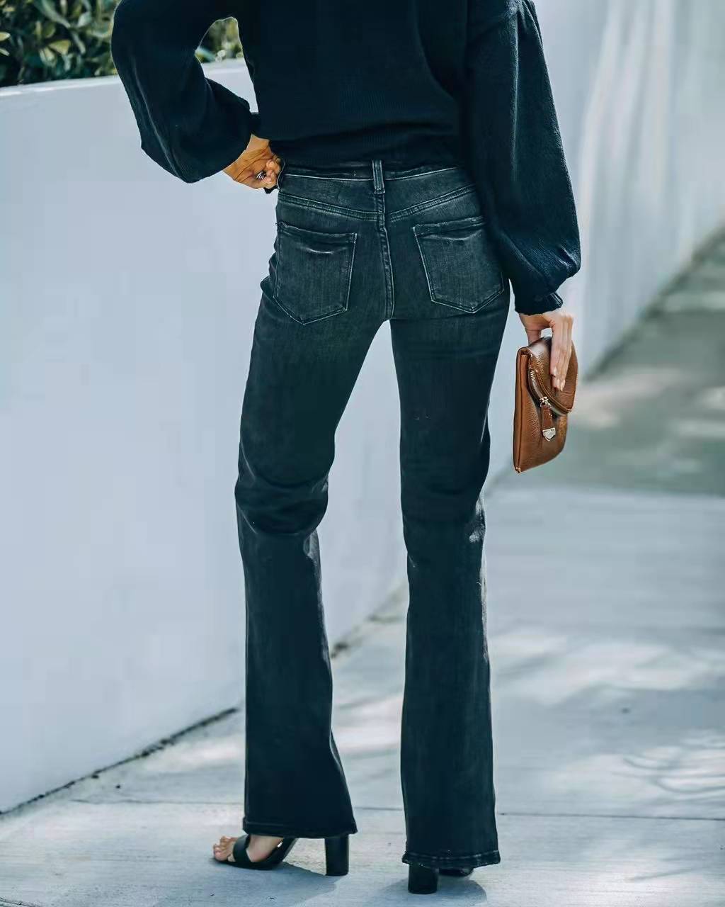 High Waist Stretch Flare Jeans