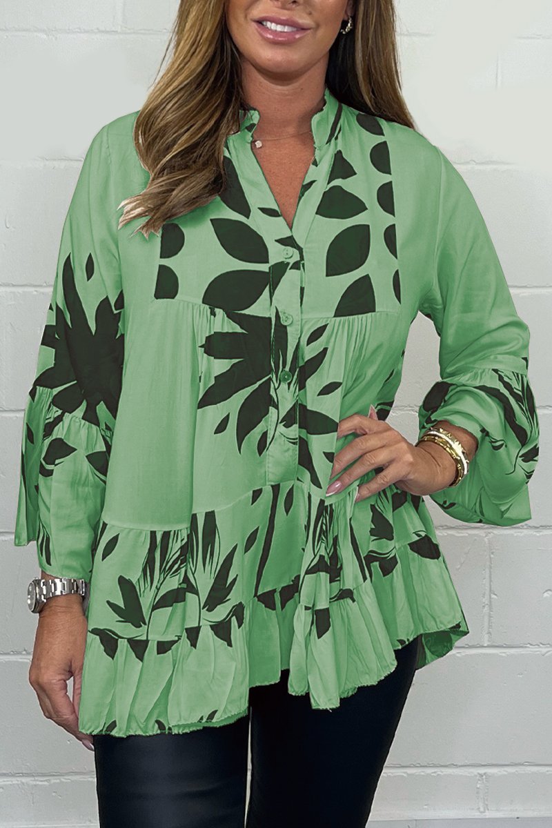 Contrast print top Green