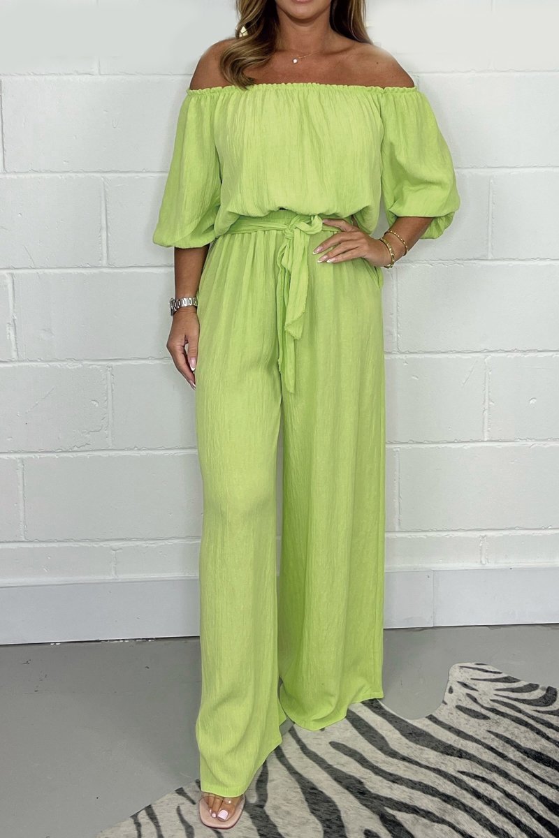 Casual one shoulder suit Light green