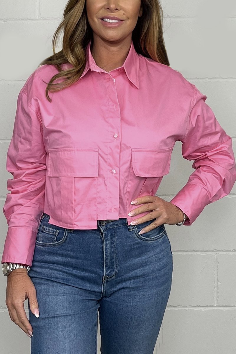 Cropped Pocket Shirt Pink