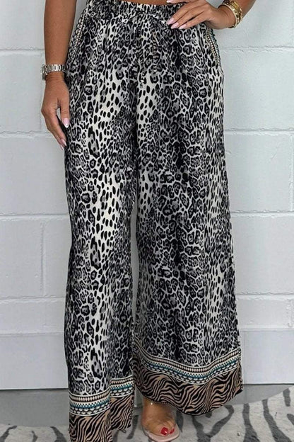 Women's Animal Print Wide Leg Trousers