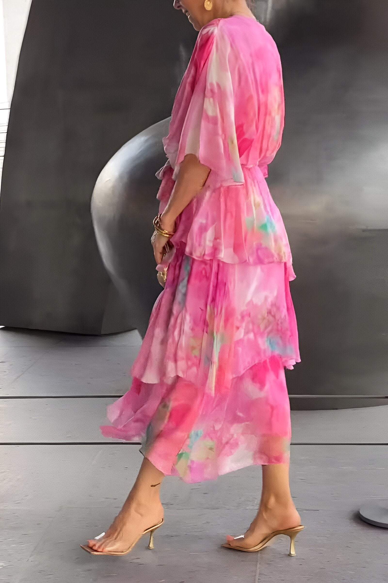 Stylish and elegant printed chiffon dress