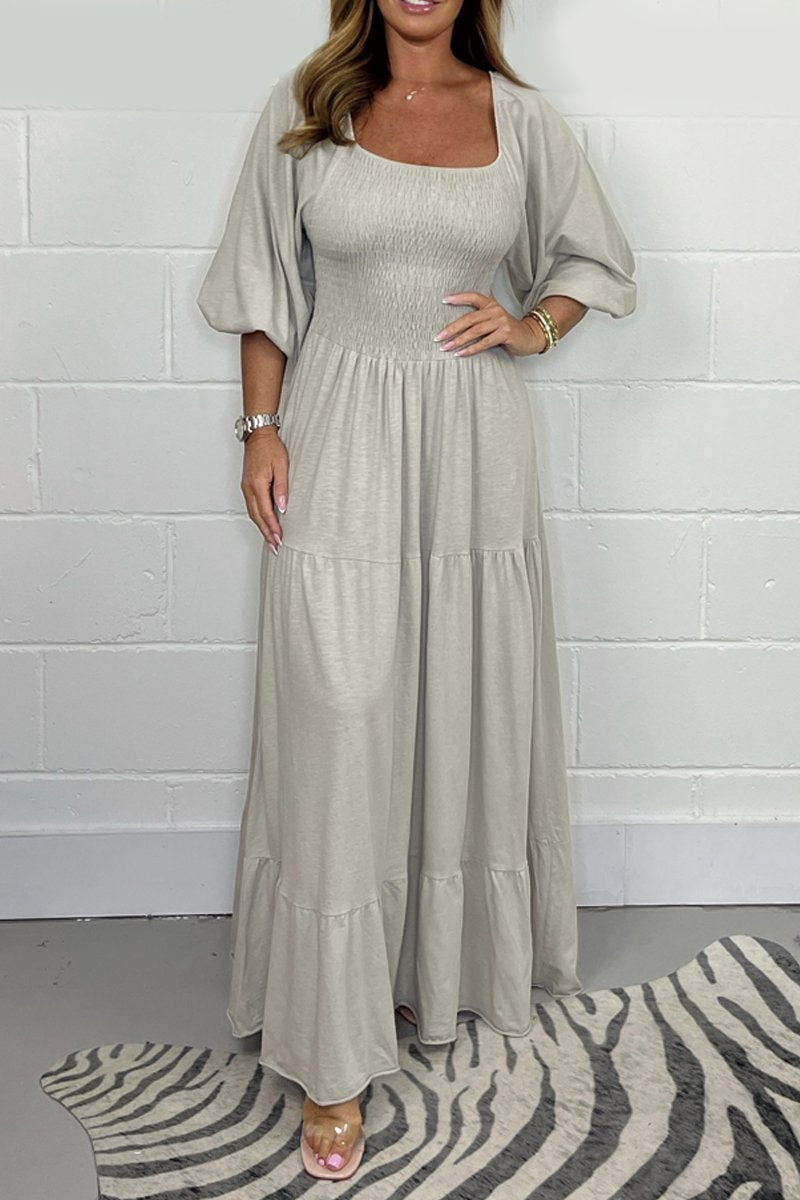 Solid color waist dress Gray