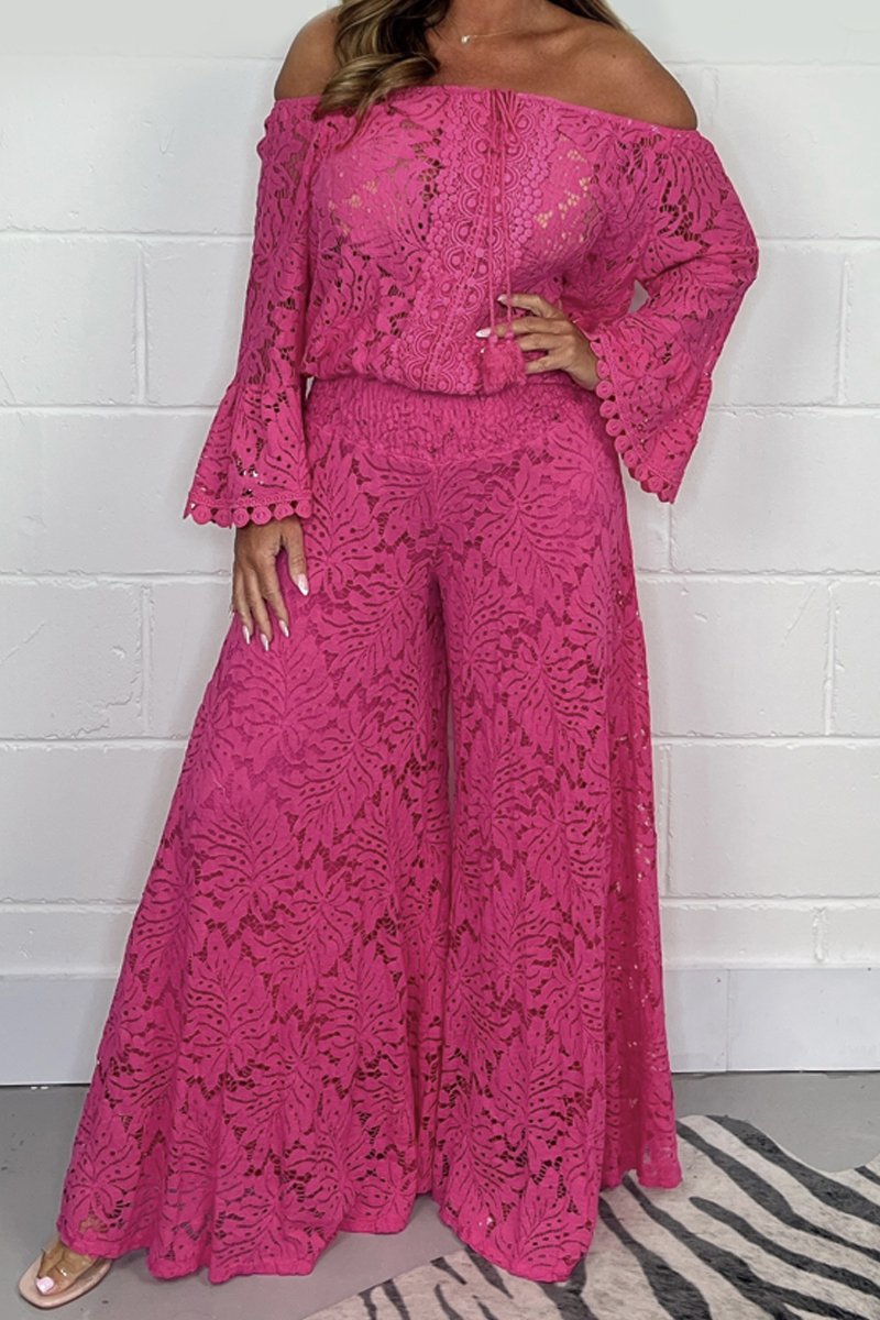 Casual lace suit Pink