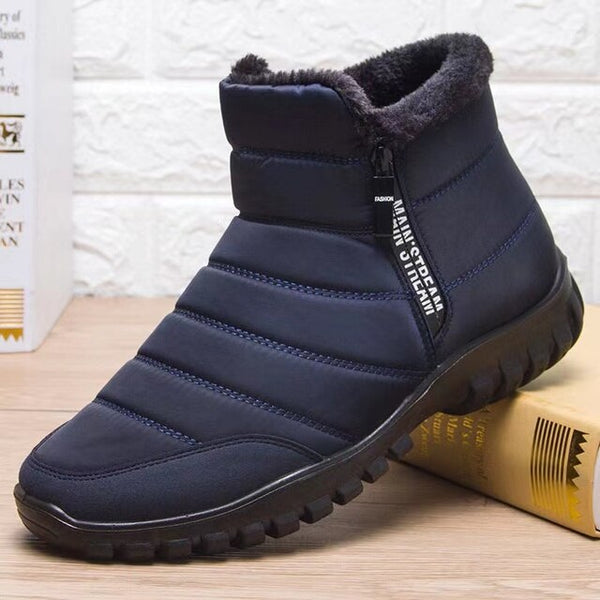 Men's Waterproof Warm Cotton Zipper Snow Ankle Boots (HOT SALE !!!-60% OFF) BLUE