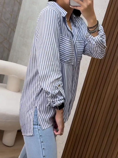 Women's Striped V-neck Shirt