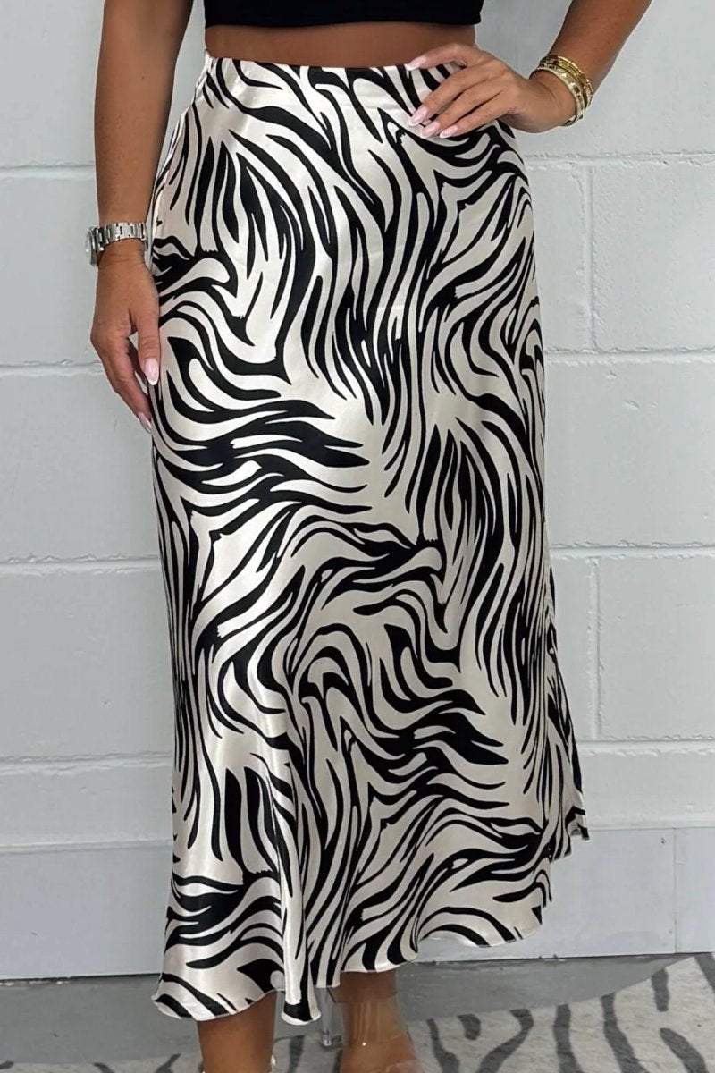 Women's Shiny zebra print long skirt