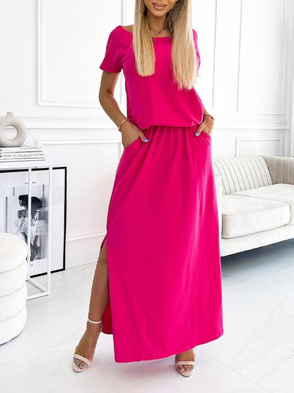 Casual Solid Color Two Piece Suit Skirt rose