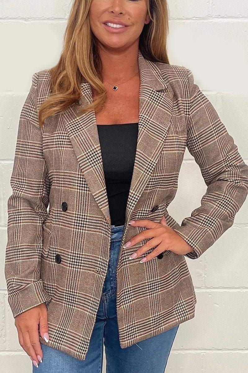 Women's Gorgeous Brown Plaid Blazer