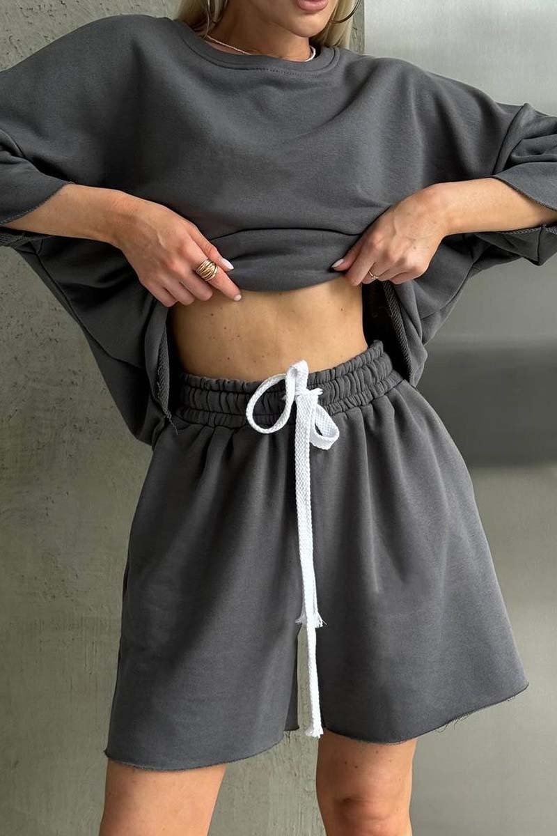 Women's casual sports sweatshirt shorts set