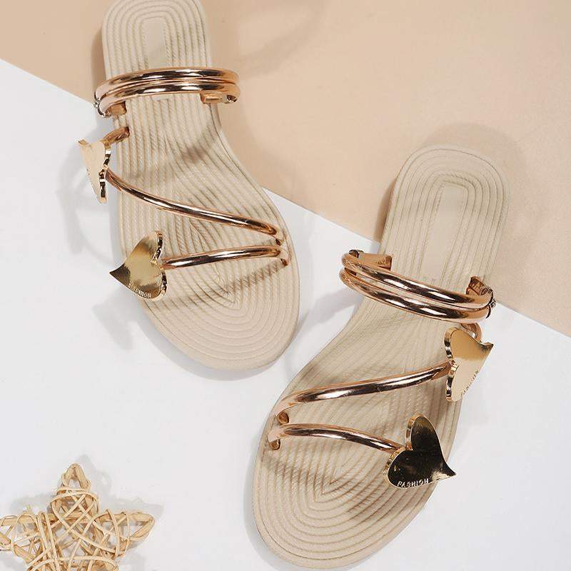 Mini Heart-shaped Flat Beach Sandals