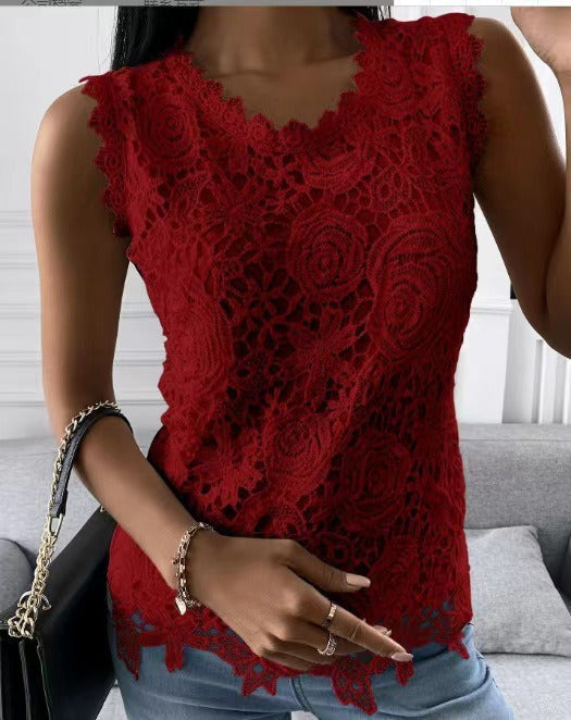 new lace vest Red