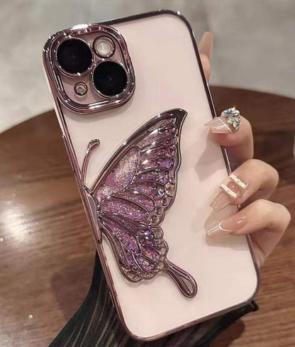 Glitter-Butterfly New Fashion Mobile Phone Case pink transparent-butterfly