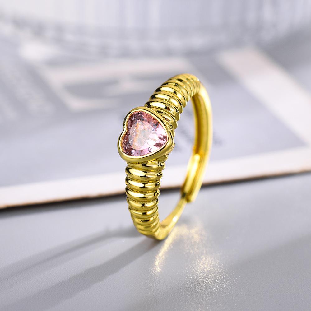 Love Light Pink Champagne Zircon Open Ring for Women