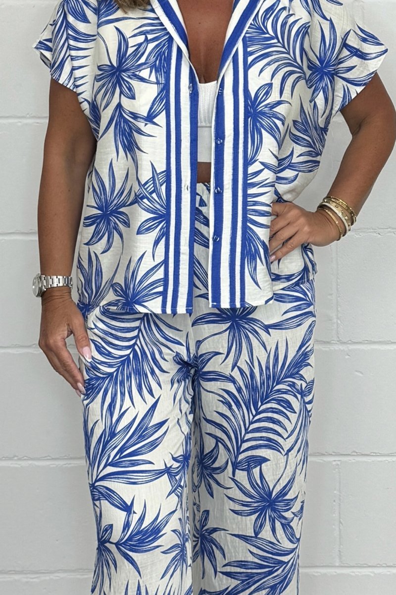 Women's Palm Printed Shirt & Trouser Co-Ord