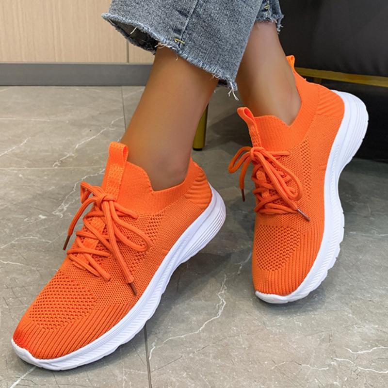 Women's Breathable Fly Woven Surface Lightweight Comfortable Casual Shoes Orange