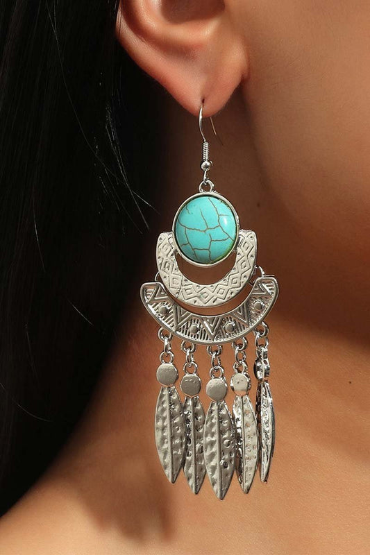 Bohemian earrings fashionable ethnic style retro temperament earrings Green One Size