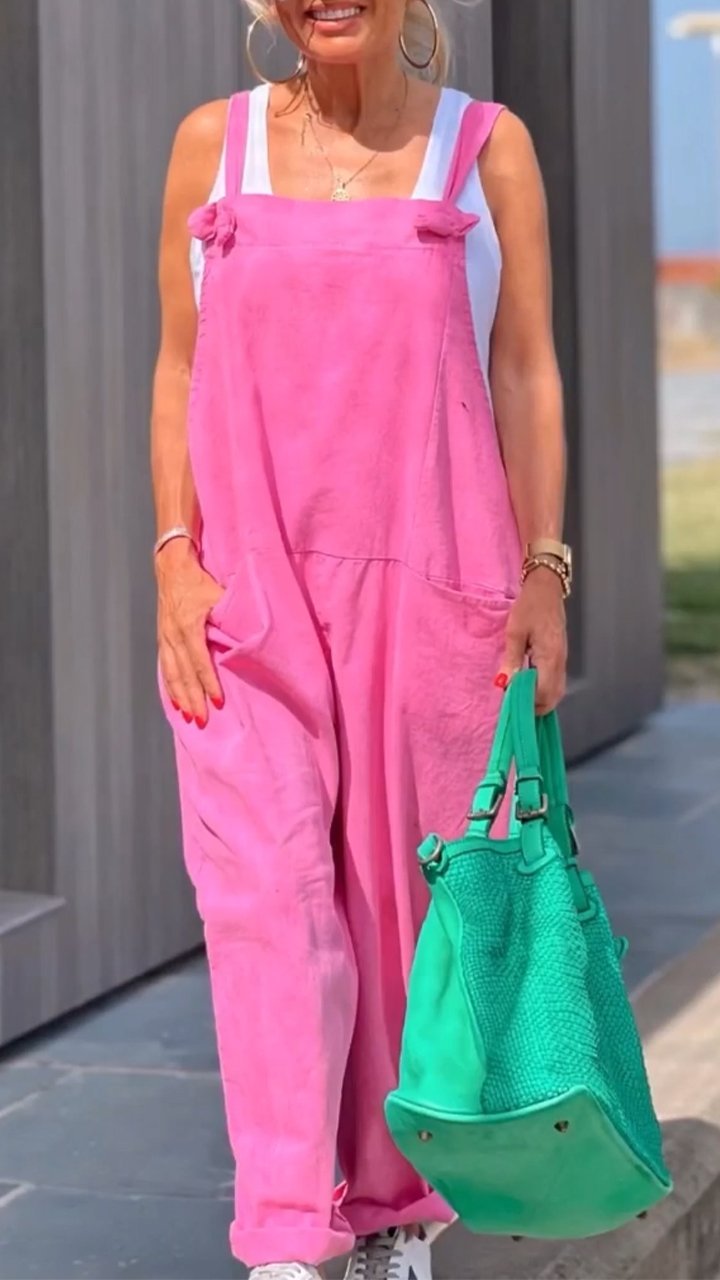 Casual Suspender Jumpsuit pink