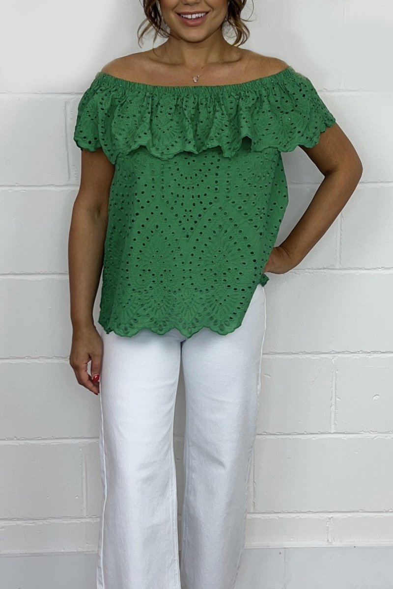 Solid color casual top Green