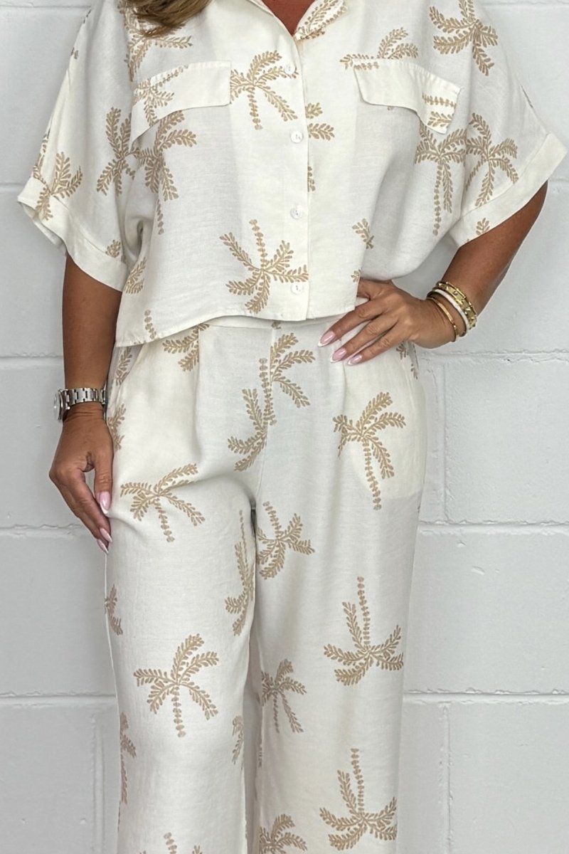 Women's Palm Tree Shirt & Trouser Co-Ord