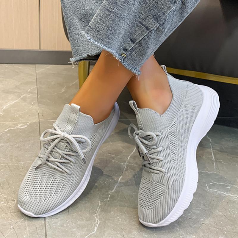 Women's Breathable Fly Woven Surface Lightweight Comfortable Casual Shoes Grey