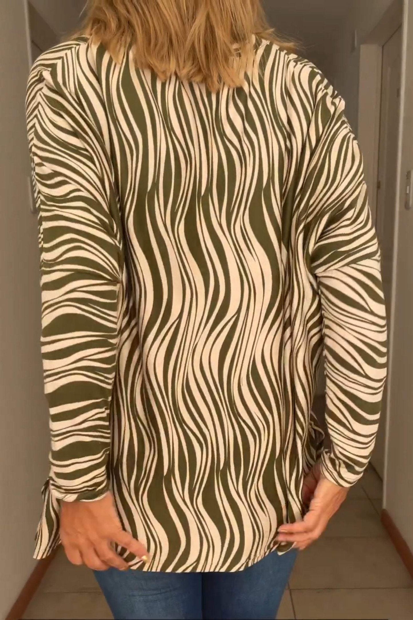 Zebra Print V-neck T-shirt