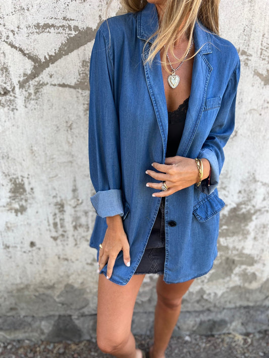 Denim Suit Casual Jacket Blue