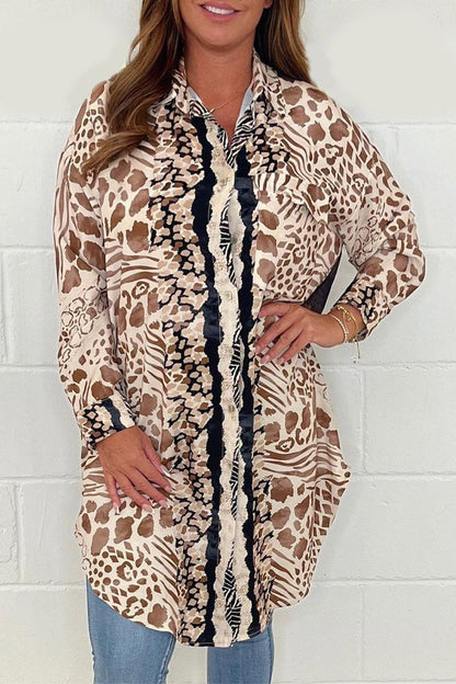 Animal print shirt dress Khaki