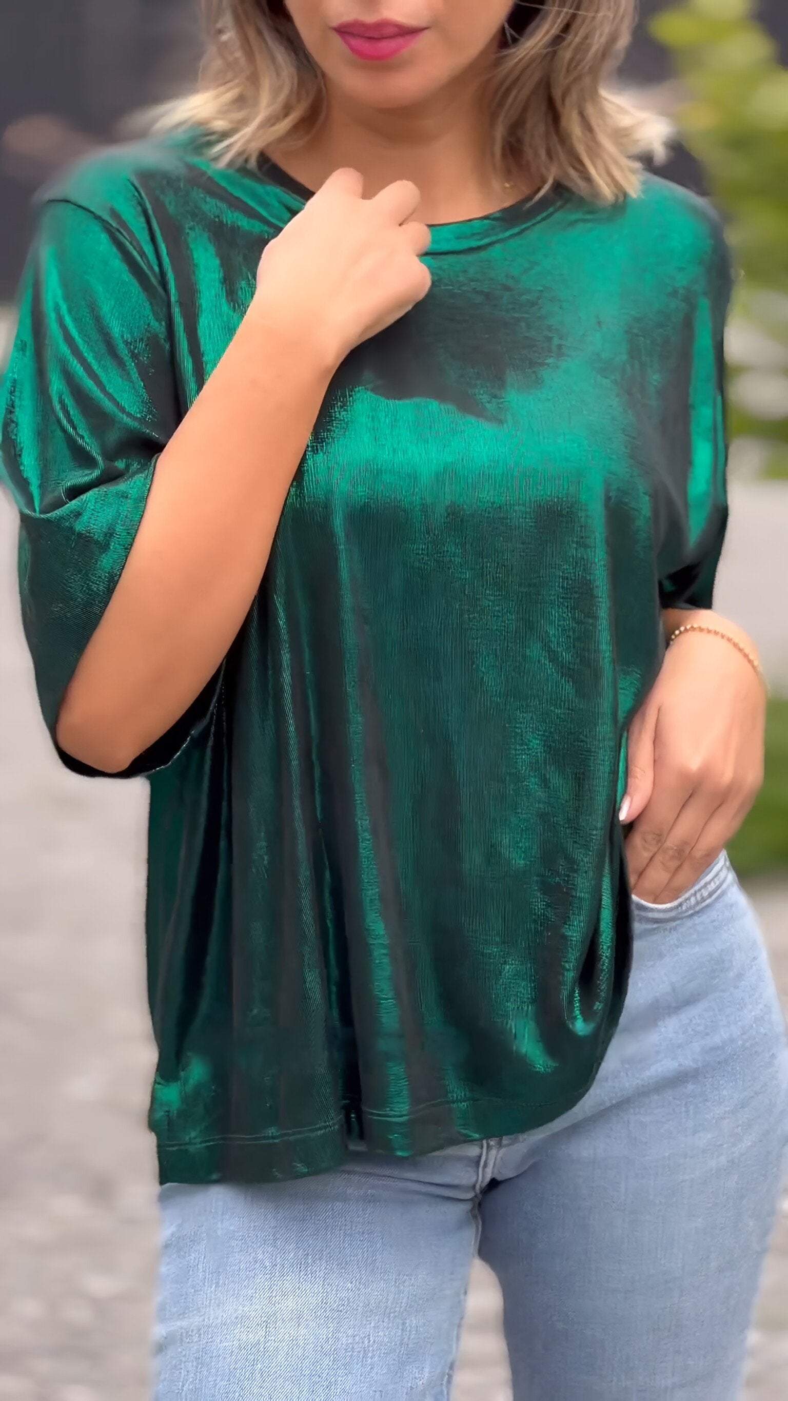 Bronzed Casual Top Hot green