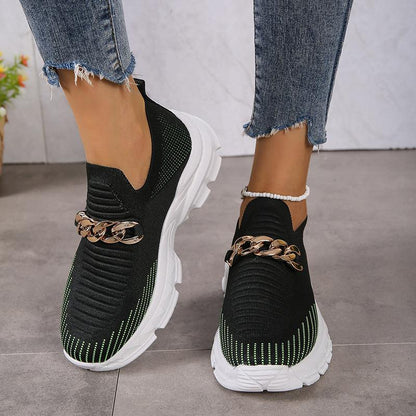 Women's Breathable Fly Woven Surface Lightweight Comfortable Casual Shoes Black