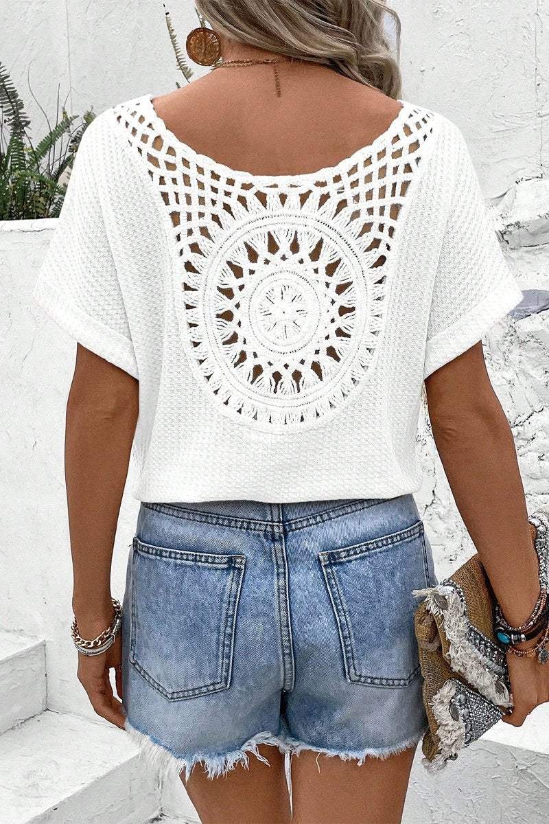 Crochet cutout top White