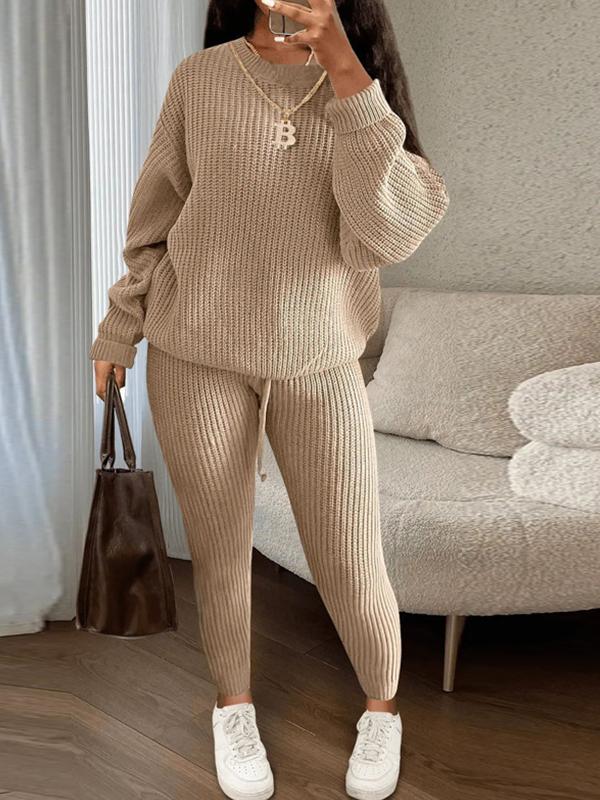 Fashionable Casual Knitted Suit Pants Suit khaki