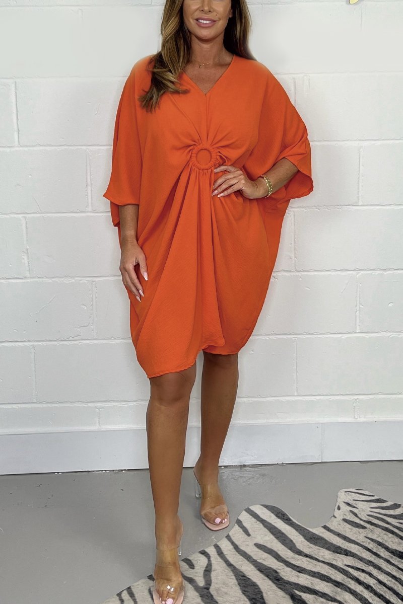 V-neck casual dress Orange