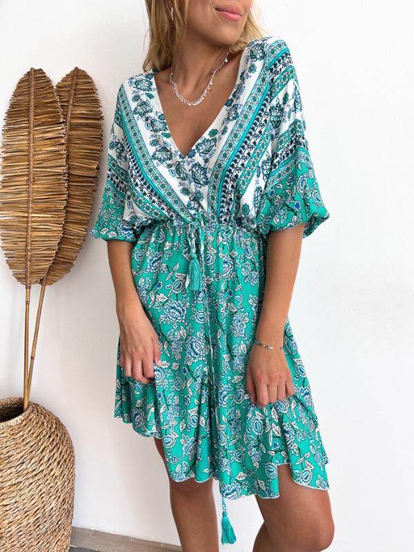 Women's Casual Resort Bohemian V-Neck Dress