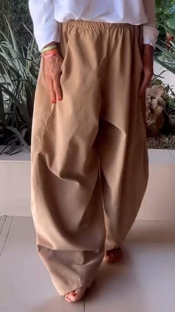 Casual Loose Double Pocket Wide Leg Trousers brown