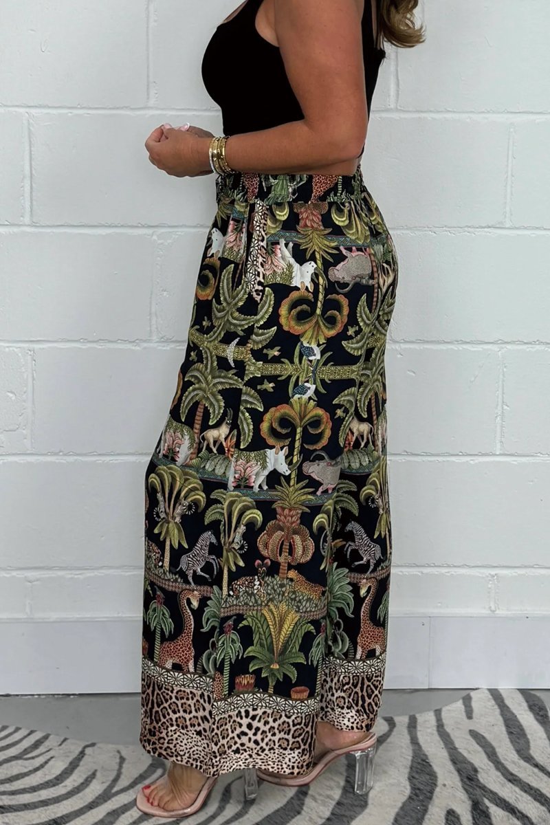 Jungle Animal Print Tie Waist Trousers