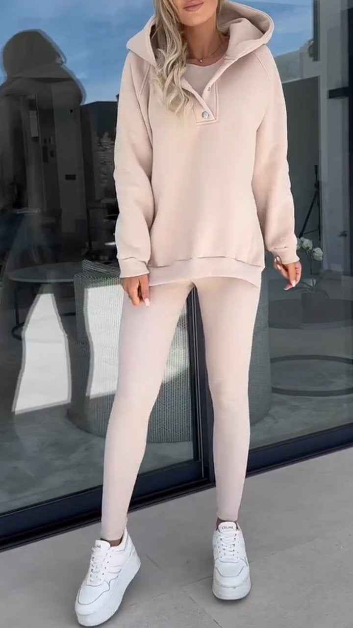 Slit Hooded Sweatshirt Two-piece Set