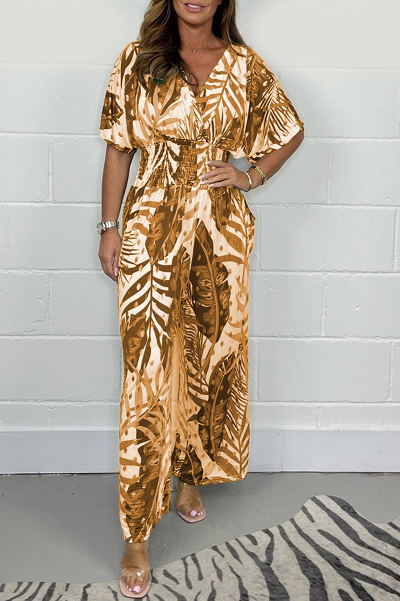 Foil printed jumpsuit Yellow