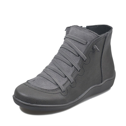 women's plus size casual ankle boots flat boots Grey