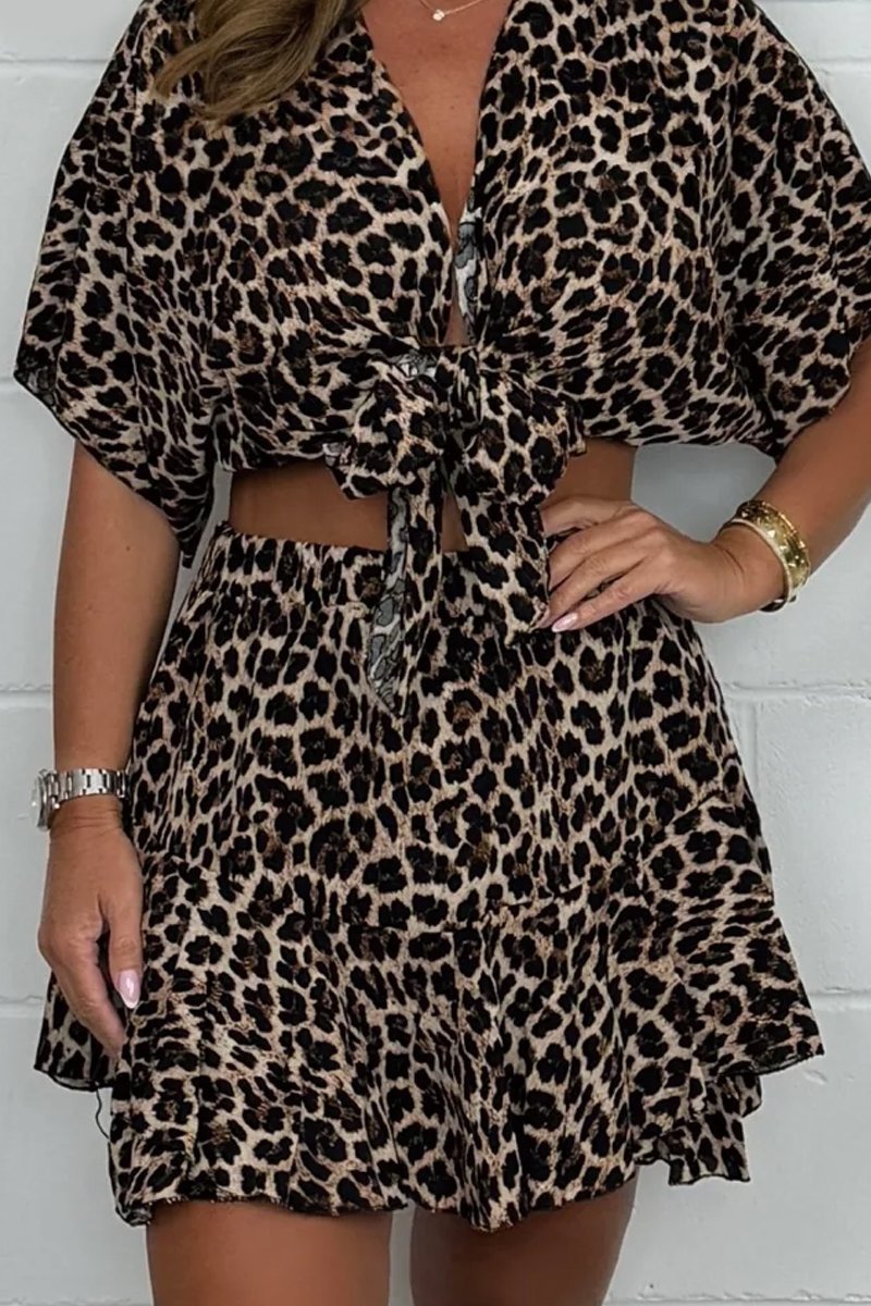 Women's Leopard Print Top & Skort Co-Ord