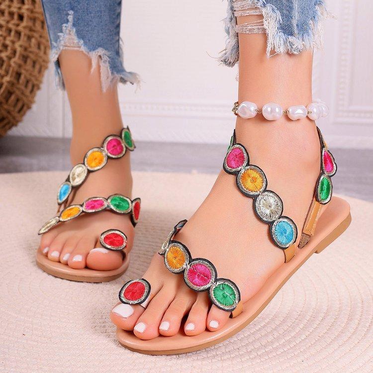 Flat Peacock Eye Beach Sandals multicolor