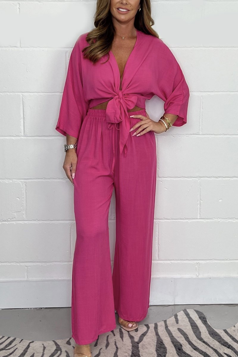 Cotton and linen Trouser & Shirt Co-Ord Pink