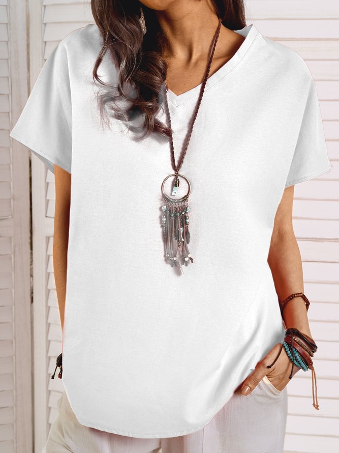 Shift Solid Cotton Casual Top White